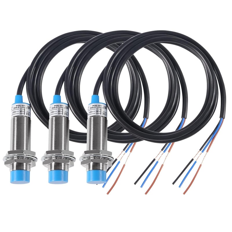 DORHEA 3Pcs LJ18A3-8-Z/BX NPN NO Inductive Proximity Sensor Switch Detector 8mm Detecting Distance DC 6-36V M18 Approach Switch 300mA 3 Wire LJ18A3-8-Z/BX for 3D Printer Probe Bed Leveling, MCU Board - Image 1